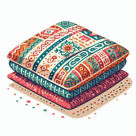 Pillow isolated on white background. Colorful vector illustration.のイラスト素材