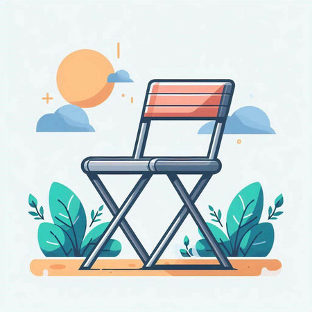 Vector illustration of beach chair in flat style. Summer vacation concept.のイラスト素材
