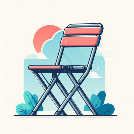 Illustration of a beach chair in the summer. Vector illustration.のイラスト素材