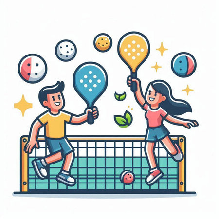 Children playing table tennis. Colorful vector illustration in cartoon style.のイラスト素材