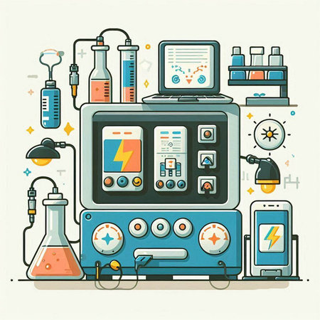 Illustration of a laboratory equipment in flat style. Vector illustration.のイラスト素材