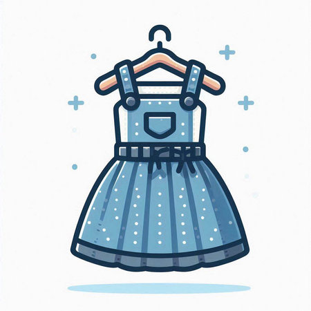 Illustration of a cute dress on a hanger on a white backgroundのイラスト素材