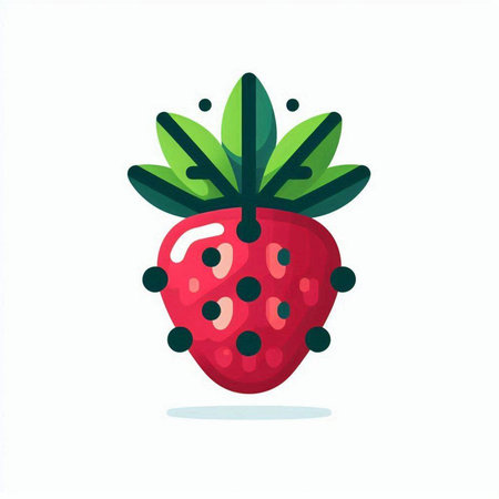 Strawberry flat vector illustration. Fresh berry isolated on white background.のイラスト素材