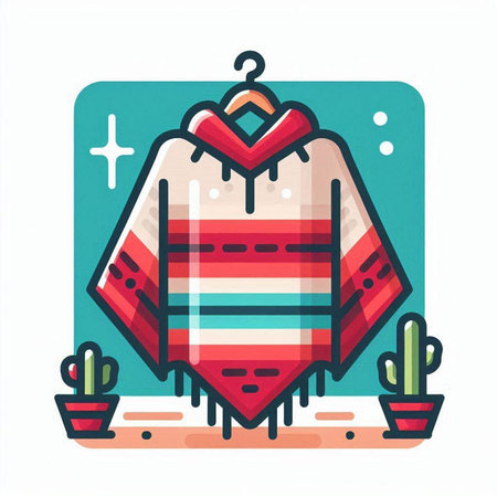 Colorful vector illustration of a poncho in a flat styleのイラスト素材