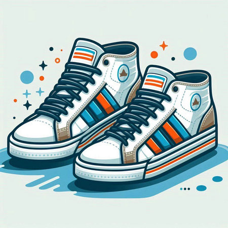 Vector illustration of sneakers in retro style. Isolated on white background.のイラスト素材