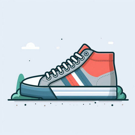 Sneakers. Vector illustration in flat cartoon style. Isolated on white background.のイラスト素材