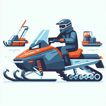 Snowmobile. Winter sports. Vector illustration in a flat style.のイラスト素材