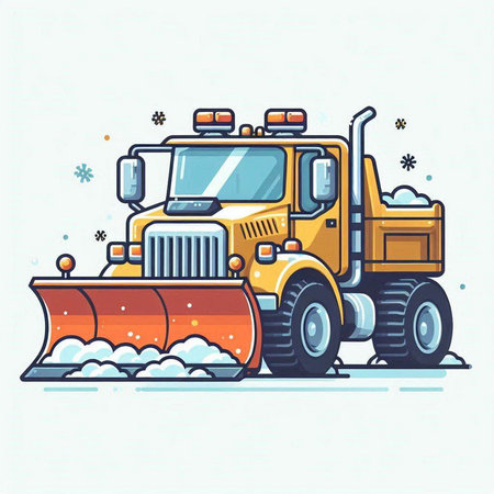 Snow plow truck. Vector illustration of a snow plow.のイラスト素材