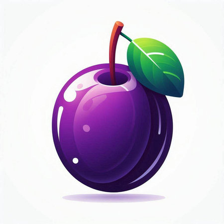 Plum fruit on a white background. Vector illustration. Eps 10.のイラスト素材