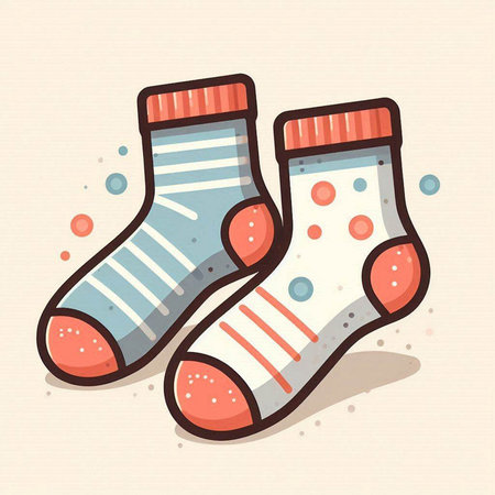Socks. Vector illustration of a pair of socks in cartoon style.のイラスト素材