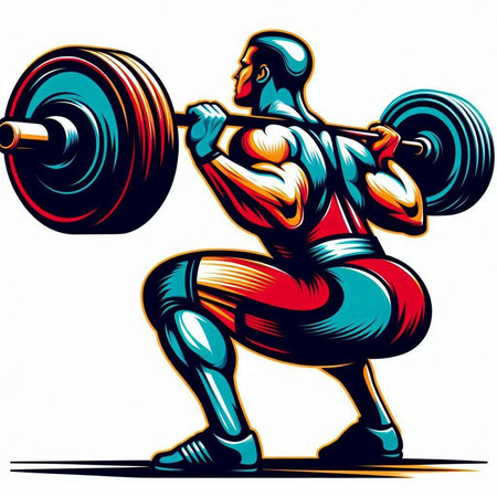 Weightlifter with barbell. Vector illustration ready for vinyl cutting.のイラスト素材
