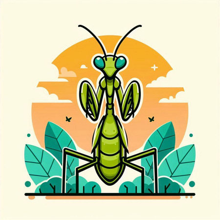 Praying mantis. Vector illustration of a praying mantis.のイラスト素材