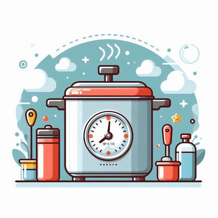 Cooking time concept. Vector illustration of cooking time. Flat style.のイラスト素材