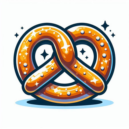 Pretzel vector illustration. Cute cartoon pretzel icon.のイラスト素材
