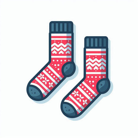 Pair of Christmas socks isolated on white background. Vector illustration.のイラスト素材