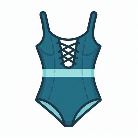 Blue swimsuit isolated on white background. Vector illustration of a swimsuit.のイラスト素材