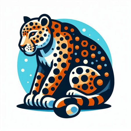 Cheetah in a flat style on a white background. Vector illustration.のイラスト素材