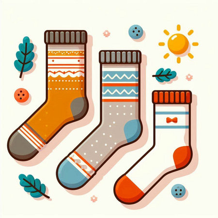 Socks in flat style. Vector illustration. Collection of colorful socks.のイラスト素材