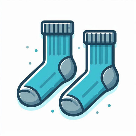 Socks icon. Vector illustration of a pair of blue socks.のイラスト素材