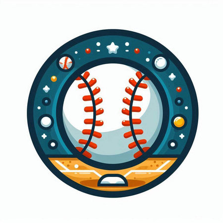 Baseball emblem. Vector illustration of a baseball ball in a circle.のイラスト素材