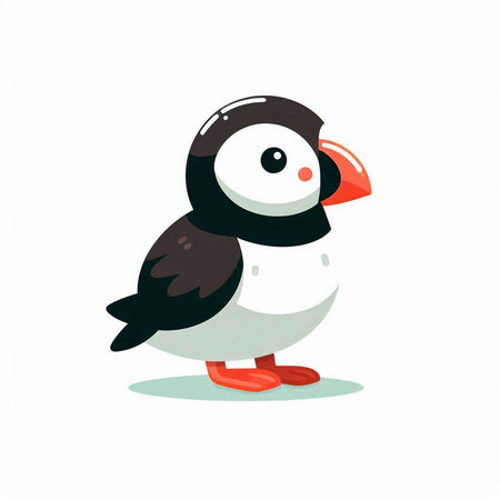 Cute cartoon penguin on a white background. Vector illustration.のイラスト素材