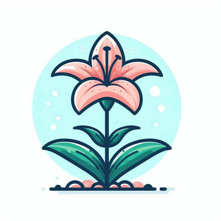 Lily flower. Vector illustration in flat style on white background.のイラスト素材