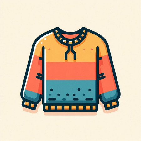 Knitted sweater. Colorful vector illustration in flat cartoon style.のイラスト素材