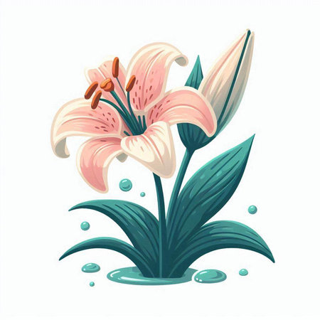 Lily flower on a white background. Vector illustration. Isolated.のイラスト素材