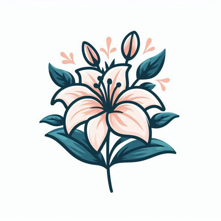 Lily flower vector illustration. Hand drawn botanical design element.のイラスト素材