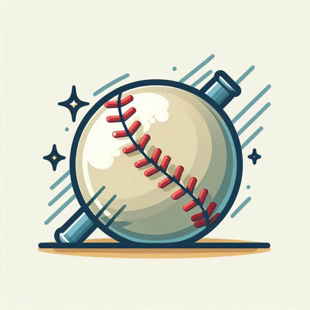 Baseball ball and bat on a white background. Vector illustration.のイラスト素材
