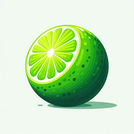 Vector illustration of fresh lime isolated on white background. Citrus fruit.のイラスト素材