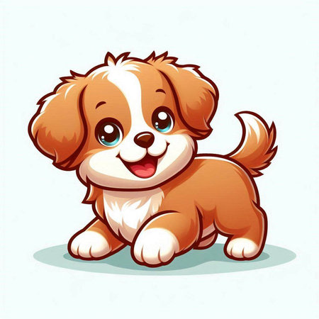 Illustration of a Cute Little Puppy on a White Backgroundのイラスト素材