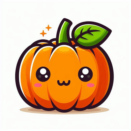 Cute cartoon pumpkin isolated on white background. Halloween vector illustration.のイラスト素材