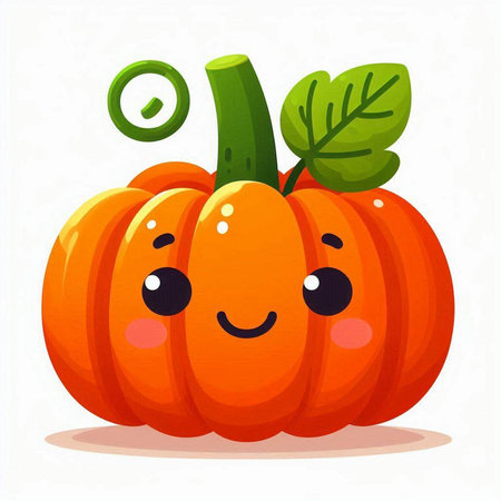 Cute cartoon pumpkin character. Vector illustration isolated on white background.のイラスト素材