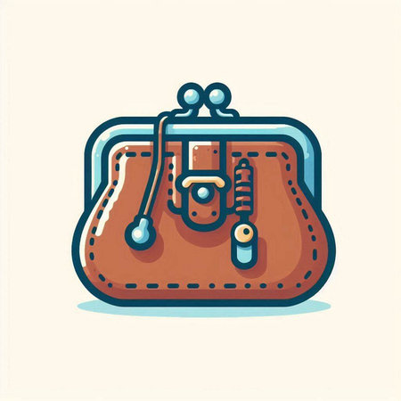 Handbag vector illustration in flat cartoon style. Female purse icon.のイラスト素材