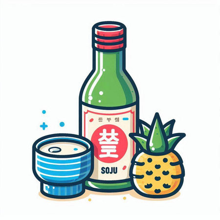 Soy sauce in a bottle and chopsticks. Vector illustration.のイラスト素材