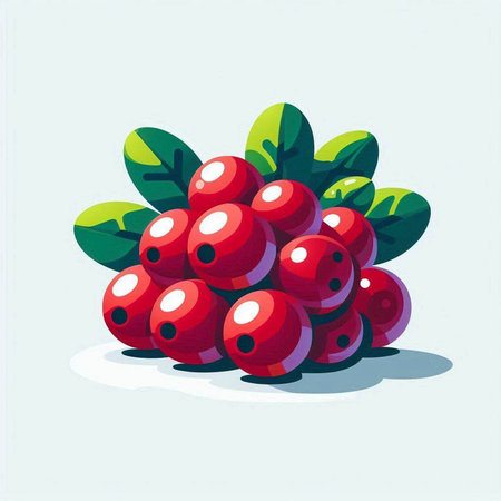 Bunch of cranberries on a white background. Vector illustration.のイラスト素材