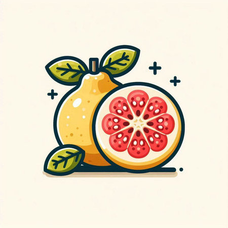 Fruit vector icon - lemons and pomegranates.のイラスト素材