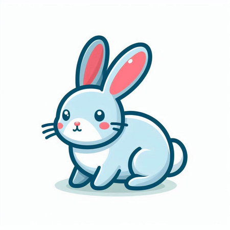 Cute cartoon rabbit. Vector illustration isolated on a white background.のイラスト素材