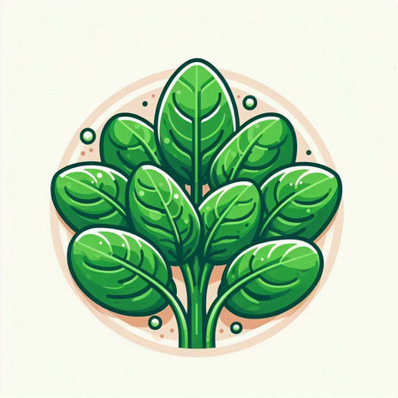 Spinach icon. Vector illustration of fresh spinach. Vegetarian food.のイラスト素材