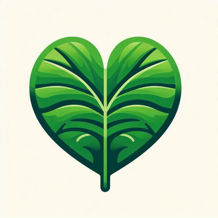 Illustration of a green leaf in the shape of a heart.のイラスト素材