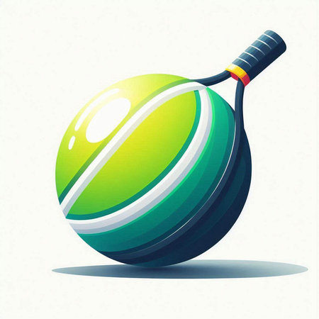 tennis ball and racket on a white background. Vector illustration.のイラスト素材