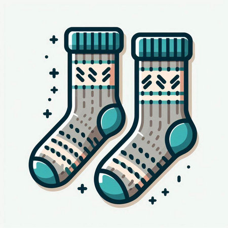 Illustration of a pair of socks. Vector illustration in flat style.のイラスト素材