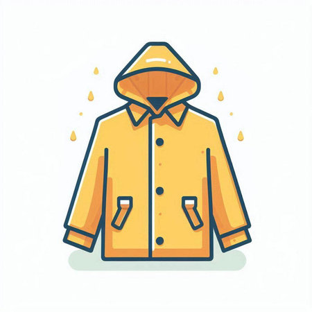 Yellow raincoat isolated on white background. Raincoat vector illustration.のイラスト素材