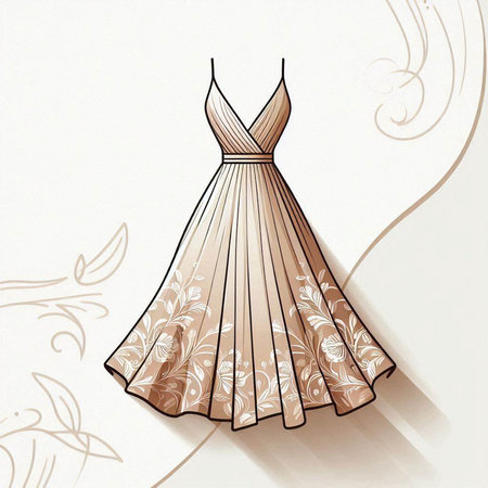 Wedding dress on a white background. Hand-drawn illustration.のイラスト素材