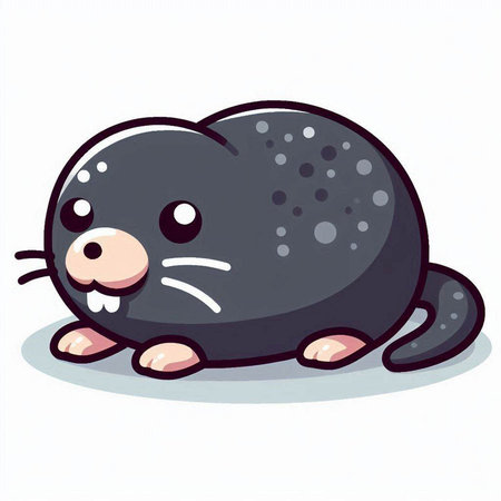 Cute mole on a white background. Vector illustration of a cartoon mole.のイラスト素材
