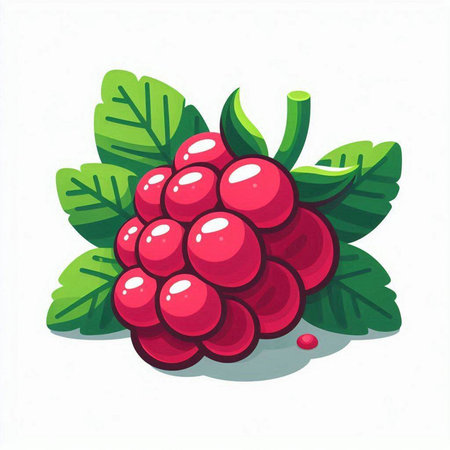 Raspberry fruit isolated on white background. Vector illustration of berry.のイラスト素材