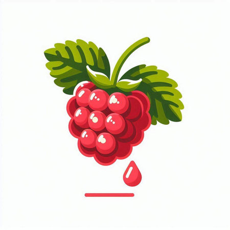 Raspberry icon. Vector illustration isolated on white background. Flat style.のイラスト素材