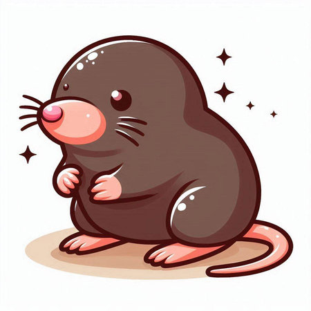 Illustration of a Cute Brown Mouse with Stars in the Backgroundのイラスト素材