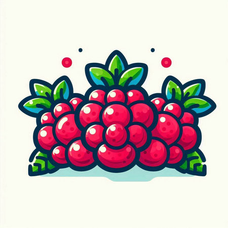 Raspberry icon. Vector illustration of berry in cartoon style.のイラスト素材